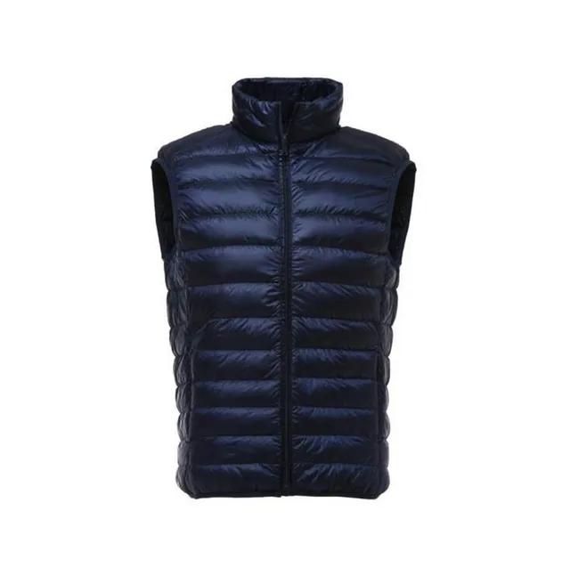 Men Thin Domn Vest Casual Light Men Down Vest Top Selling Zipper Big Size New Arrival 6 Colors Male White Duck Down Vest MWB014 Navy