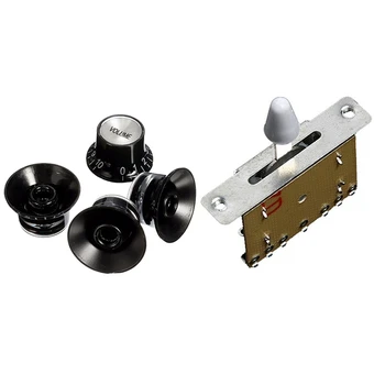 

5 Pcs Guitar Accessories:1 Pcs 5 Way Pickup Selector Switch for Fen der Tele Strat Replacement & 2 Pcs Volumes and 2 Pcs Tones G