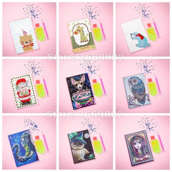 

5D A5 Notebook DIY Cartoon Animal Shaped Diamond Painting Diary Book Embroidery Diamond Cross Stitch Christmas Gift LK039