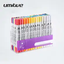 Umitive 48 шт 0,4 мм ручки с двумя кончиками кисти художественные маркеры с тонкими вкладышами акварельные для раскрашивания художественная каллиграфия
