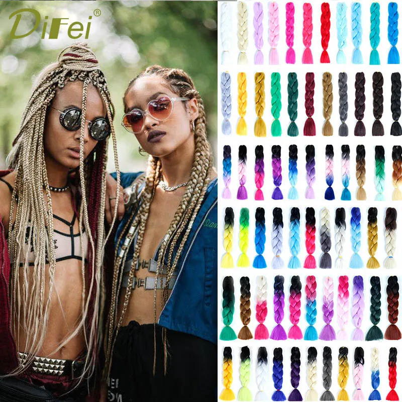 Difei Ombre Three Tone Colored Synthetic Crochet Braids Hairstyle