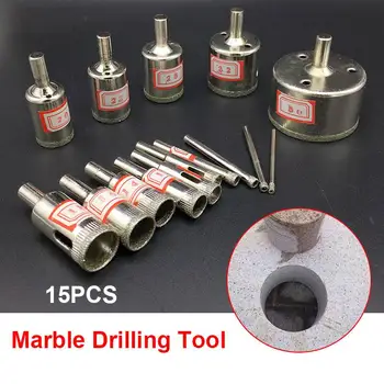 

Professional 15PC Diamond Core Hole Drill Bit Marbale Rotary Power Alloy Tool