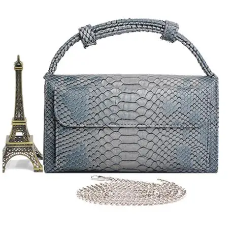 Gray Blue HIGHREAL крокодиловый узор Кожаный клатч для женщин из воловьей кожи дневной клатч сумочка на плечо сумка на цепочке Прямая поставка - Цвет: Gray Blue