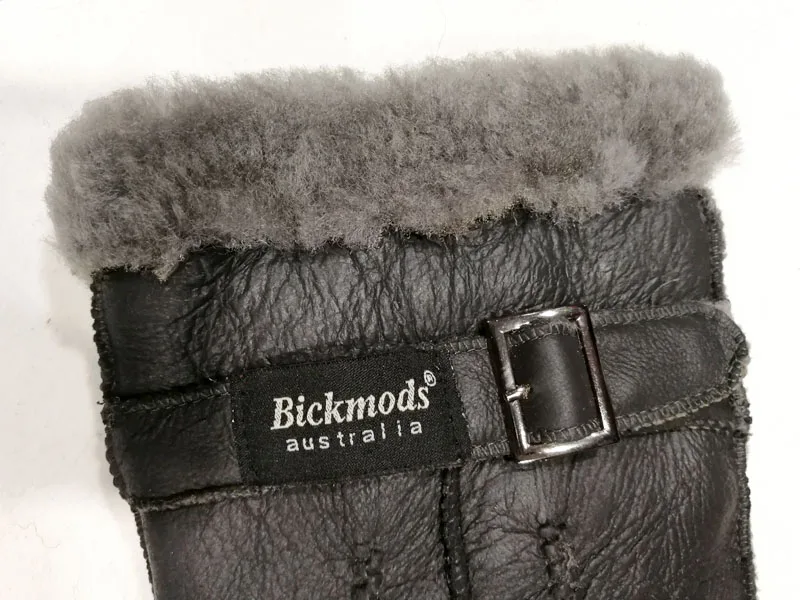 Овчина меховые перчатки мужские толстые зимние теплые уличные ветряные и холодные ручной работы Швейные кожаные перчатки для пальцев бренд Bickmods