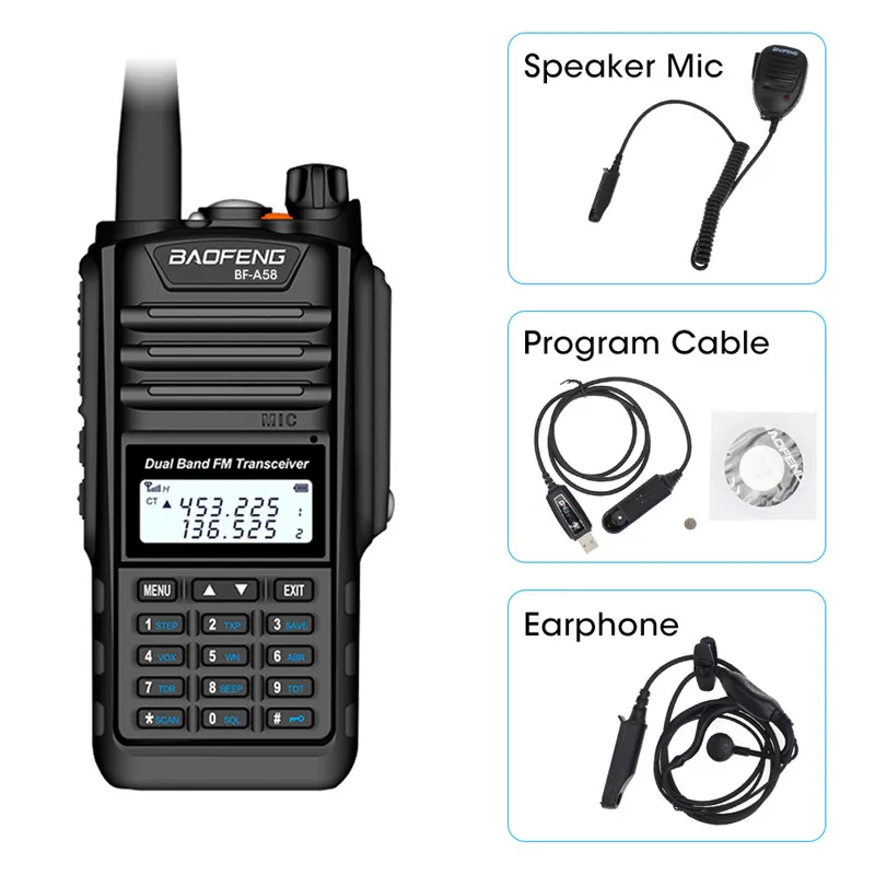 Rádio em Dois Estação de Rádio Ip68 à Prova Baofeng Walkie Talkie 128ch Banda Dupla Uhf Vhf Sentidos Handheld fm Transceptor cb Ham Bf-a58 D12água