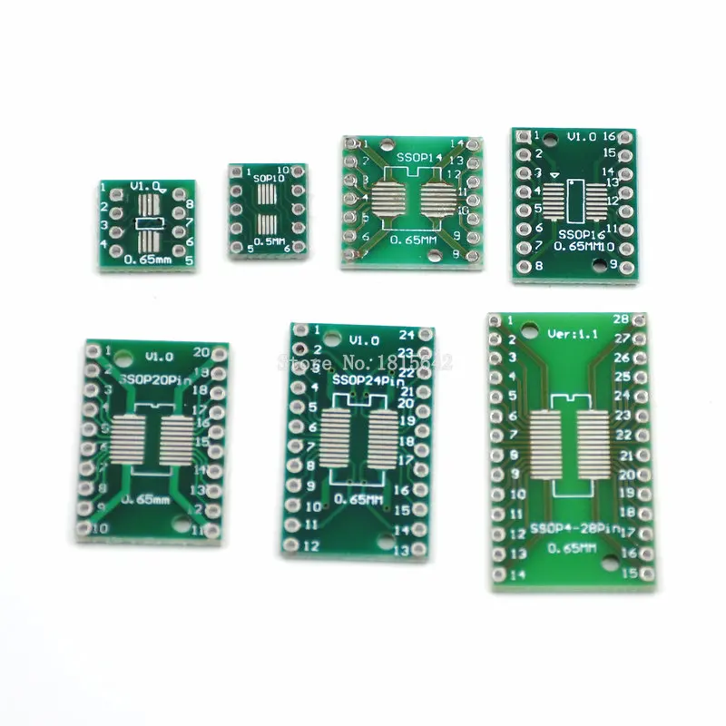 35pcs=7value*5pcs PCB Board Kit SMD Turn To DIP SOP MSOP SSOP TSSOP SOT23 8 10 14 16 20 24 28 SMT To DIP