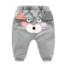 Брюки с высокой талией для новорожденных мальчиков и девочек; брюки на весну и осень; От 0 до 2 лет хлопковые свободные штаны с рисунком для малышей