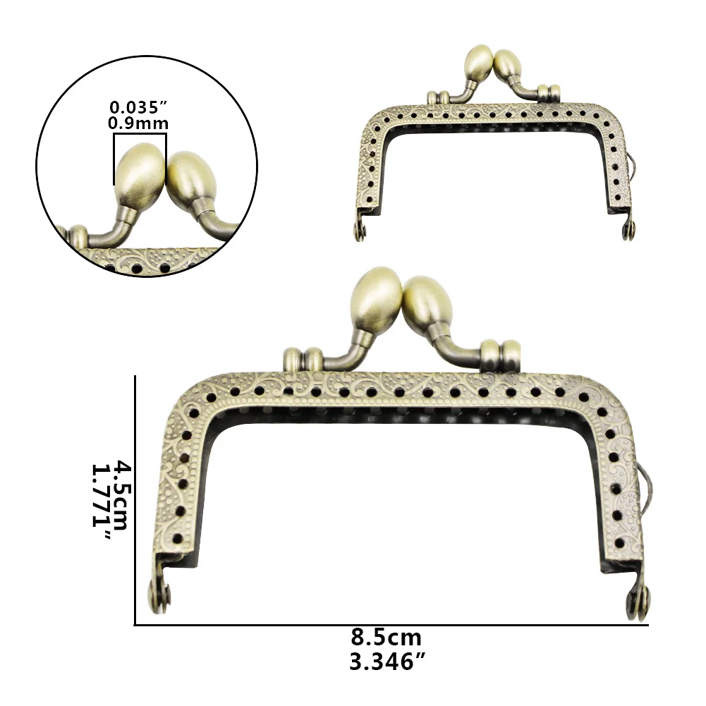 HaoFa 8,5 см, 10 шт., квадратная металлическая рамка для кошелька, Античная бронзовая головка бутона, тисненая рамка для сумки, сделай сам, сумочка для изготовления, рамка для сумки, фурнитура