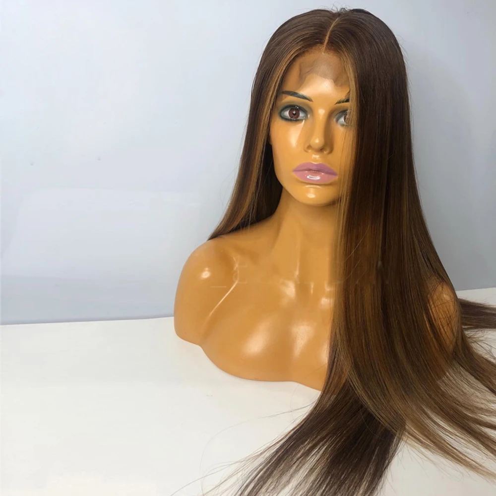 

4X4 Silk Base Full Lace Human Hair Wig Highlight Color PrePlucked Silky Straight Silk Top Wig Brazilian Remy Hair For Women