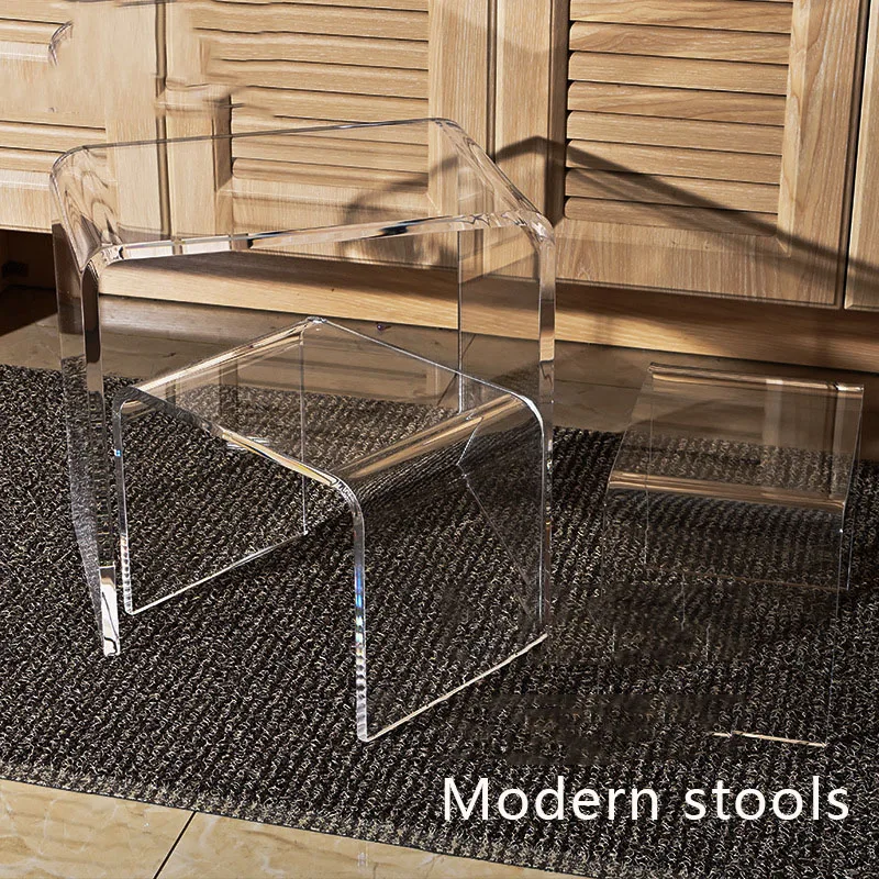 스툴 Japanese Home Acrylic Stool Household Glass Shoe Changing Stool Transparent Ins Light Luxury Plastic Stools meuble 스툴의자