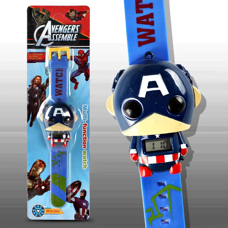 Игрушка Мстителей часы фигурки героев Marvel Человек паук Халк Капитан Америка