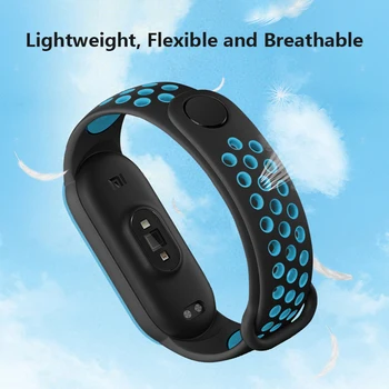 

Silicone Two-color Strap Sports Breathable Strap TPU Material for Mi Band 5 Xiaomi Bracelet 5 Porous Anti-sweat Wristband