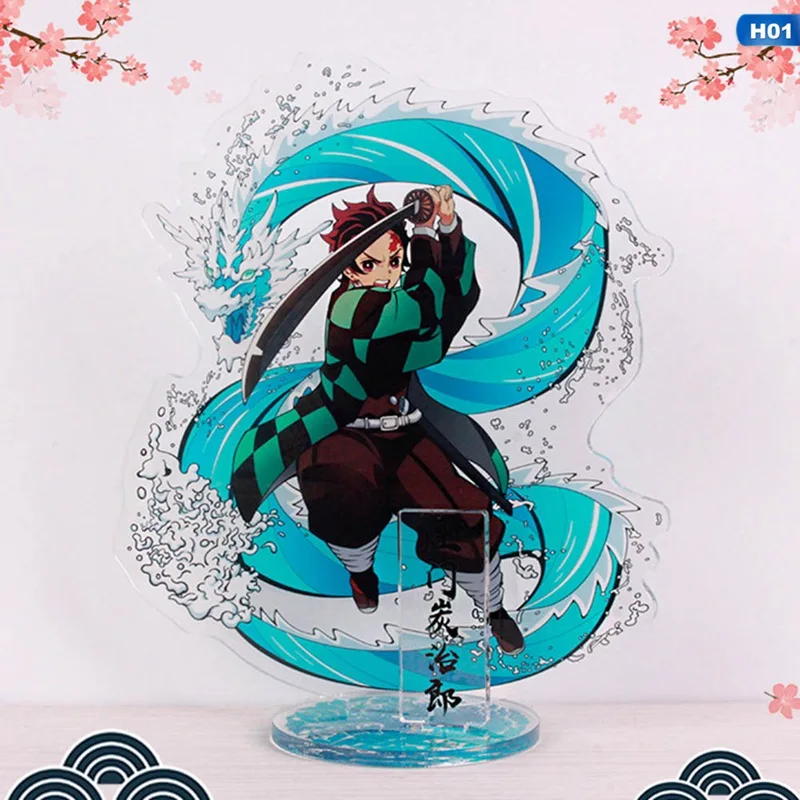 1 Японское аниме Demon Slayer: Kimetsu No Yaiba Kamado Tanjirou Kamado Nezuko Косплей фигурка на акриловой подставке модель декор стола подарки - Цвет: 1