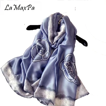 

LaMaxPa 2018 New Women Silk Imitation Scarf Noble Gorgeous Shawl Literature Art Style Scarf Mujer Elegante Chal Lady Soft Schal