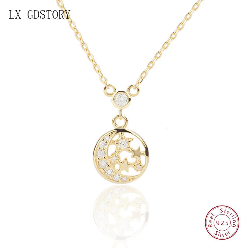 

Simple S925 Sterling Silver Pendant Necklace Women Jewelry Women Star Pendants Moon Necklace Fine Jewelry Necklaces & Pendants