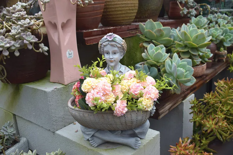 Открытый сад креативная девушка милое большое украшение цветочный горшок украшения Ретро Старый сад балкон вилла декоративный цветочный горшок