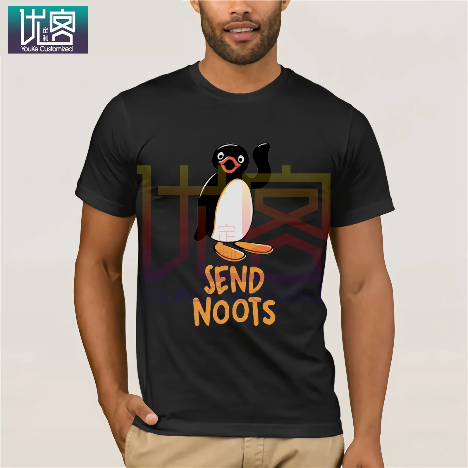 

Send Noots Pingu T-Shirts Men Cotton T Shirts Penguin Series Meme Kids 80s 90s Retro Cute Short Sleeve Tee Shirt Gift Idea Tops