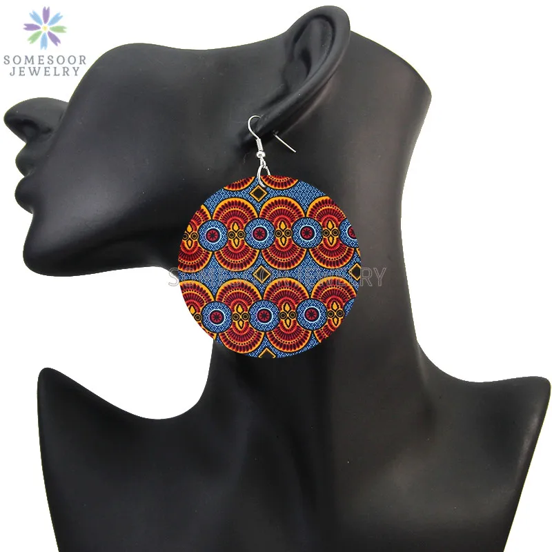 SOMESOOR Vintage Bohemian Flower Wooden Drop Earrings African Ethnic Beautiful Loops Pendant Dangle Jewelry For Women Gifts