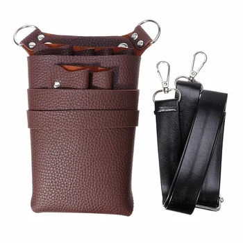 

Hair Scissor Bag Barber Accessorie Waist Pack Hairpin Hair Comb Bottle Bag Hairdressing H-Olster Pouch Pu Leather Case Holder(Br
