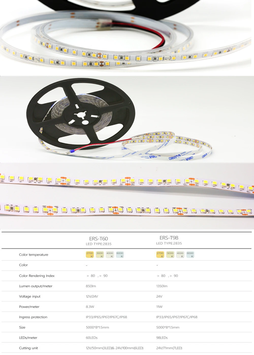 Светильник-Лента светодиодная лента Ww нейтральный белый 2835 Smd DC24V 10 мм 12V Светодиоды/m PCB