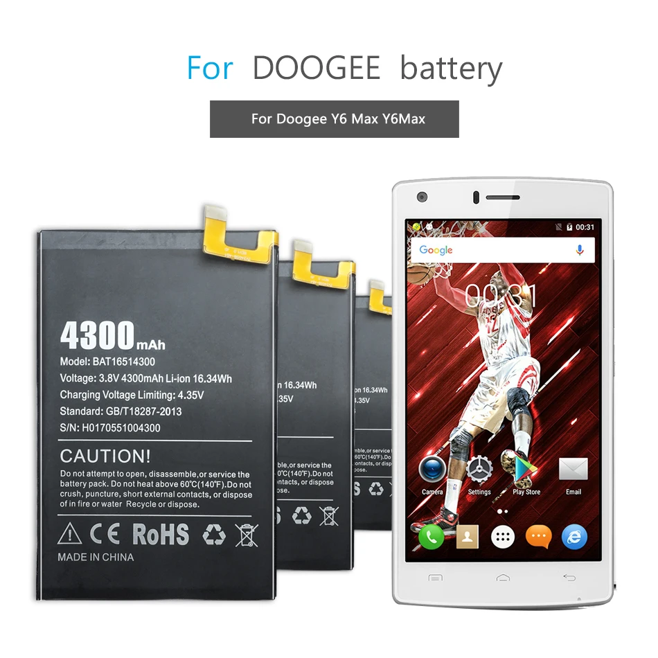 Батарея 4300mAh BAT16514300 Для Doogee Y6 Max Y6Max батареи мобильного телефона+ бесплатный инструмент+ номер отслеживания