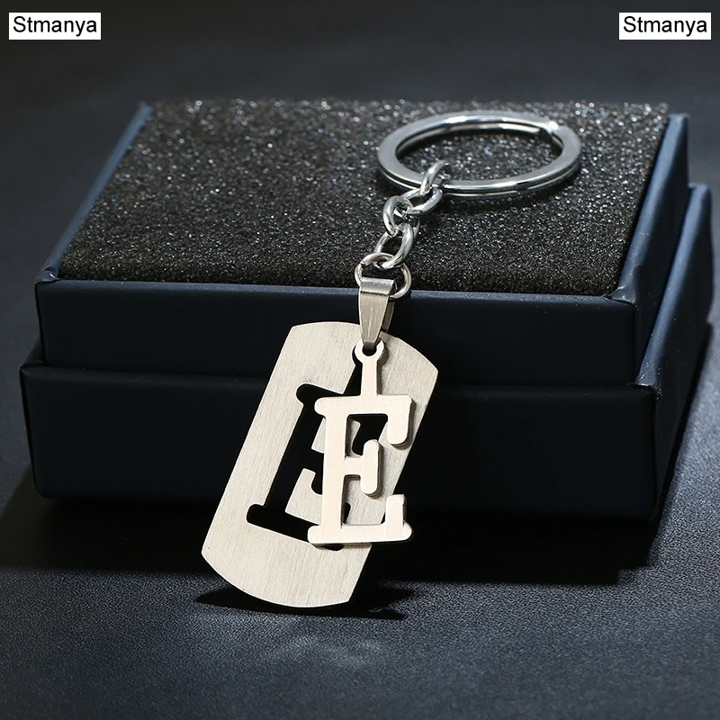 DIY из нержавеющей стали A-Z буквы брелок талисман 26 букв брелок мужской женский брелок пара подарок ювелирные изделия автомобильный брелок - Цвет: E