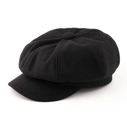 54 см, 56 см, 57,5 см, 59 см, 61-62 см, детская холщовая Кепка Newsboy, женская модная шляпа художника, шерстяной фетровый берет для мужчин, большой размер, восьмиугольная шапка - Цвет: wool black
