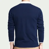 Pull en coton hommes à manches longues pulls vêtements d'extérieur homme col en V hommes chandails marque de mode coupe ample tricot vêtements Style coréen 4
