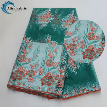 

New Arrived Embroidery Lace African Tulle Lace Fabrics 5 Yards/pcs Nigeria Lace French Lace Fabrics For Nigerian Wedding Party