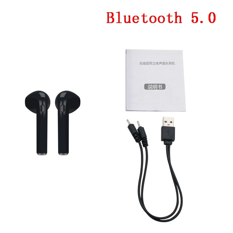 I7s Tws Bluetooth наушники Air беспроводные наушники спортивные наушники гарнитура с зарядным устройством для iPhone X 7 xiaomi Phone - Цвет: Black Double