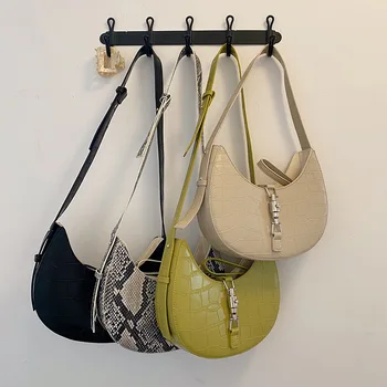 

2020 new baguette underarm bag for women Semicircle shoulder messenger bag fashion Serpentine bags pu leather ladies handbag