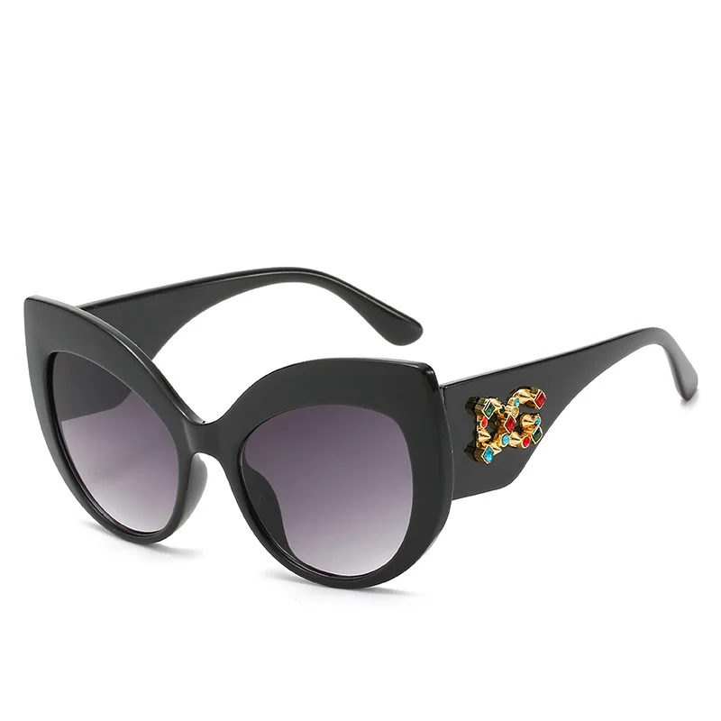 Eastway новые сексуальные роскошные винтажные Брендовые женские солнцезащитные очки кошачий глаз с алмазной оправой, роскошные модные солнцезащитные очки Oculos De Sol - Цвет линз: Black