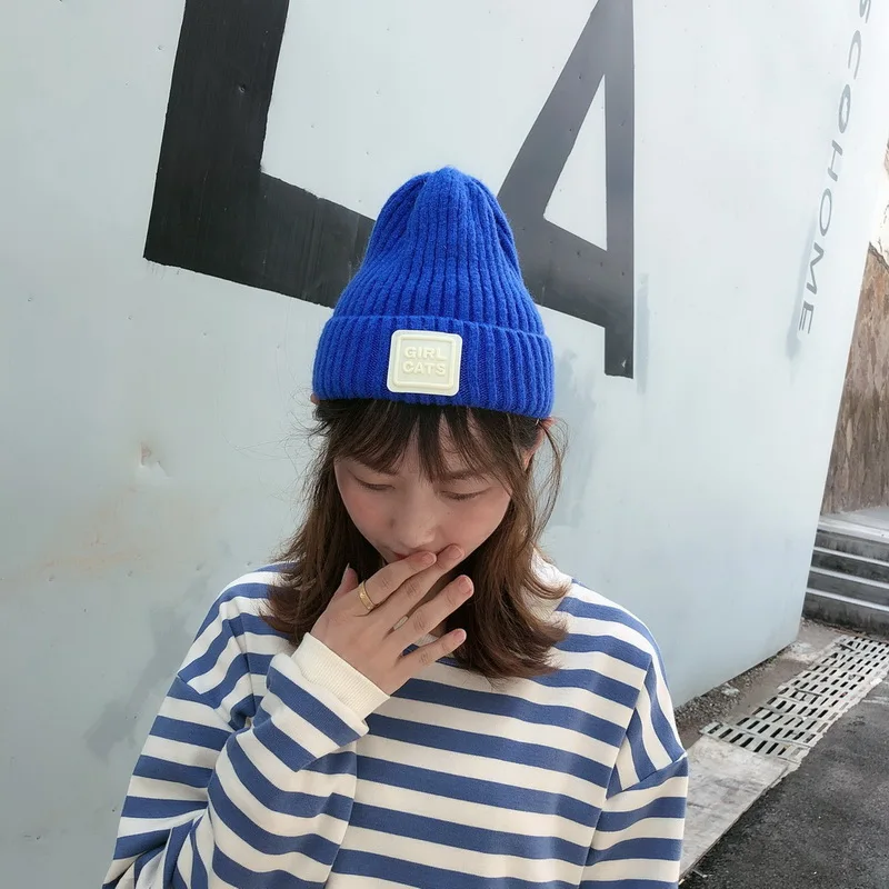 LOOZYKIT, шапка с вышивкой Billie Eilish Beanies, женские вязаные теплые зимние шапки, женские и мужские однотонные Новые повседневные Шапки с манжетами