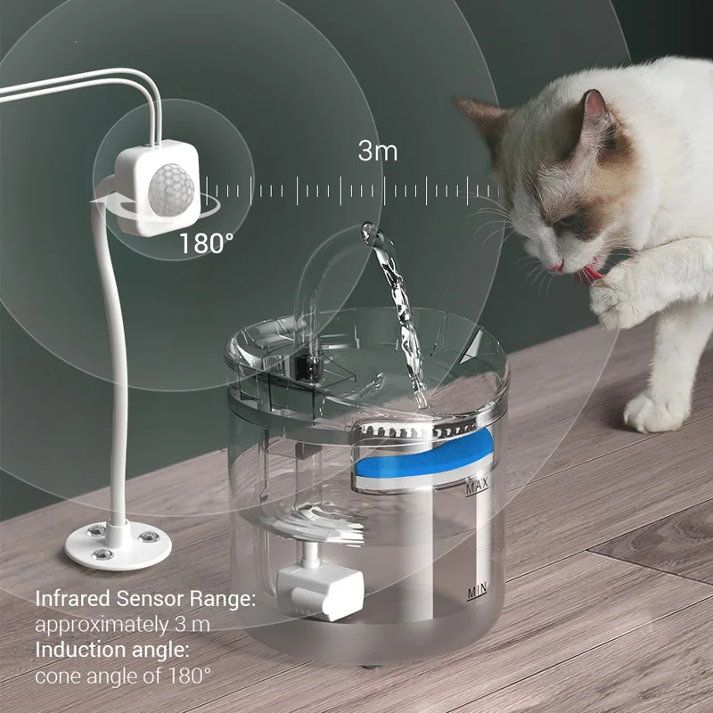 2l automatic cat water fountain with faucet dog water dispenser transparent drinker pet drinking feeder 1 filters motion sensor