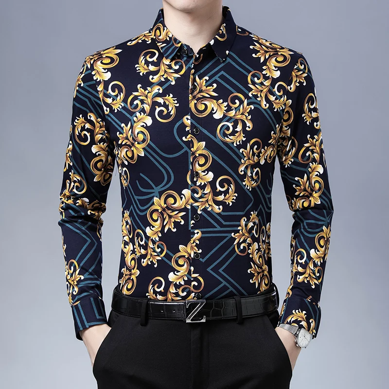 Gold Flowers Printed Oversized Clothing 