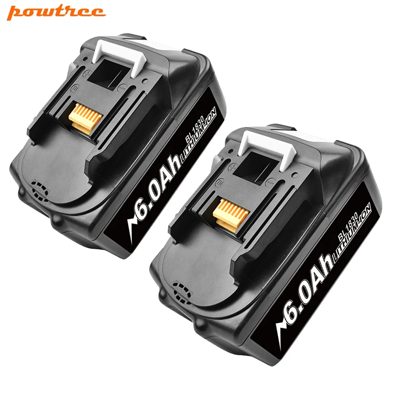 Аккумуляторные батареи Powtree BL1860 18 в 6000 мАч литий-ионная батарея для Makita BL1840 BL1850
