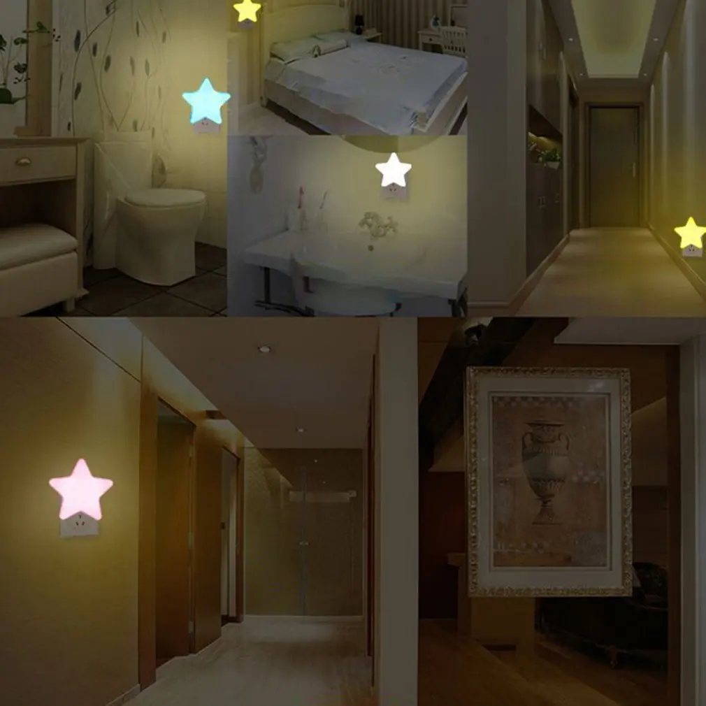 Light Sensor Control Cartoon Star LED Night Light for Dark Night Children Bedroom Bedside Lamp Baby Sleeping Light