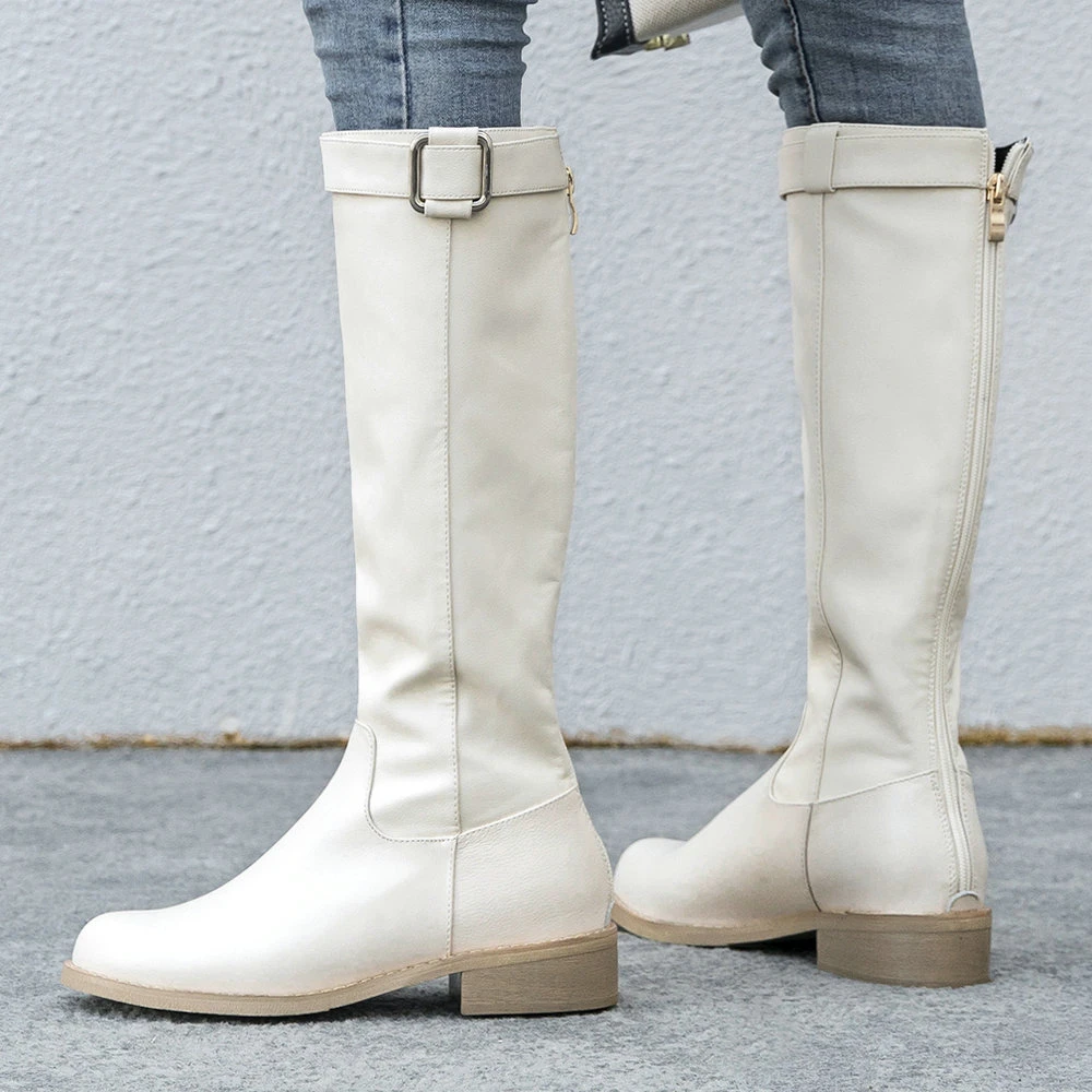 Cream color knee high boots Clearance