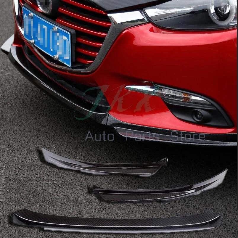 Подходит для Mazda 3 AXELA- углеродное волокно цвет переднего бампера Защитная крышка отделка 3 шт
