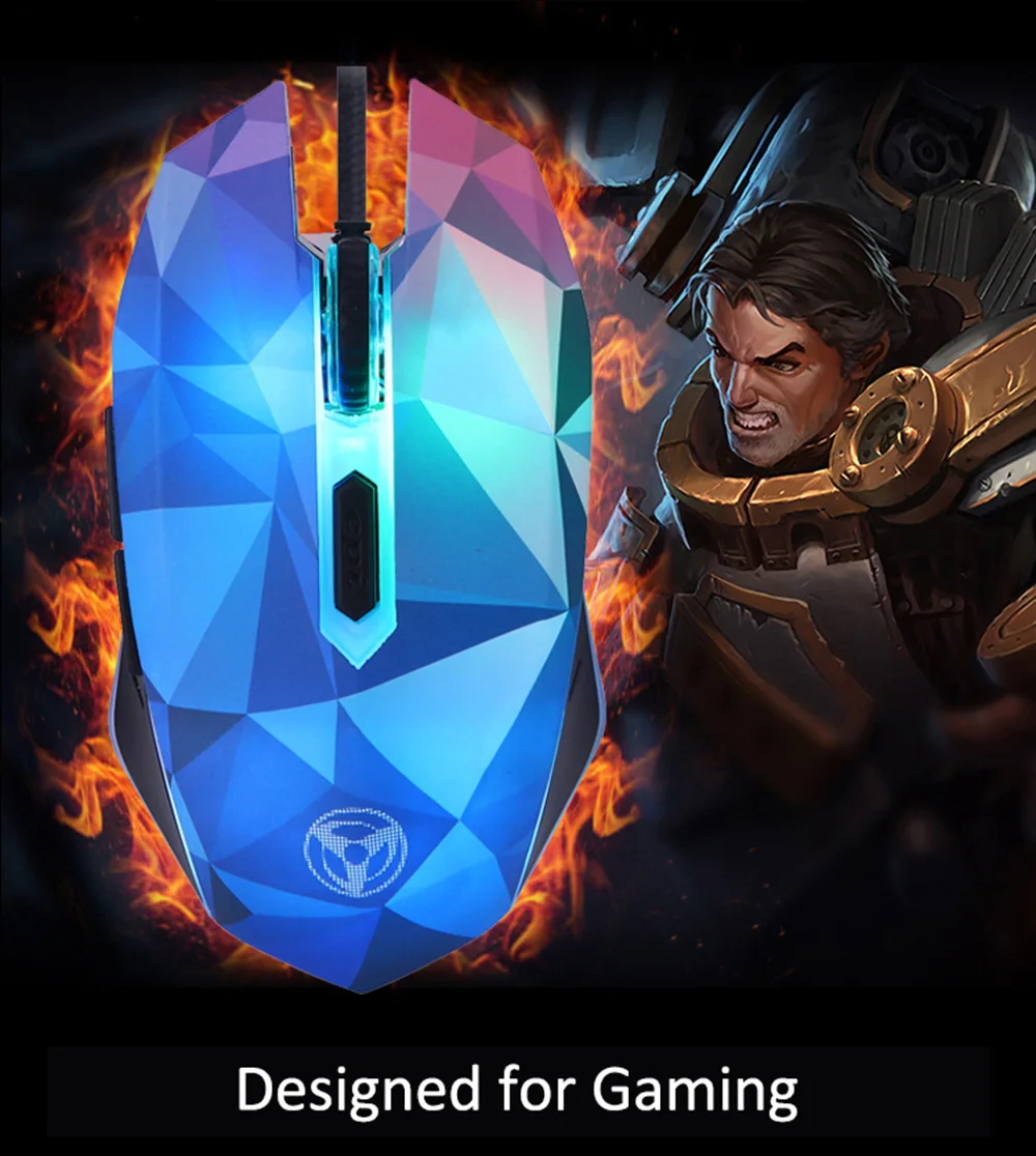 

Wired Mouse 3200DPI Adjustable DPI Levels With Diamond Version Illusion Ergonomic Mause for Mac Pc Laptop Gaming Office