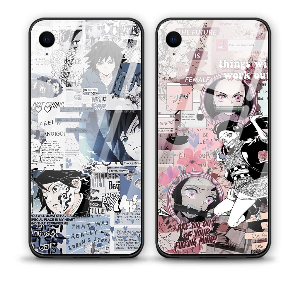 Kamado Nezuko Kimetsu no Yaiba Demon Slayer закаленное заднее покрытие чехол для телефона для iphone XR X XS MAX 5 5S 6 6S 7 8 Plus 11 Pro Max