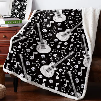 

Skull Musical Note GuitarOffice sofa blanket Bedroom supplies Blanket Bedspreads Quilt Drop Ship