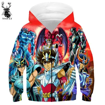 

Kids Fashion Zipper Hoodie Hooded Child Baby Casual Street wear zip Hoody Tracksuit Anime Saint Seiya 3D Print Clothing Y586