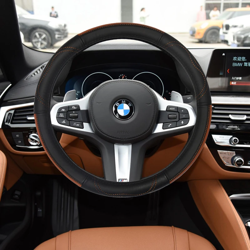 DERMAY чехол рулевого колеса автомобиля из натуральной кожи для BMW X5 X6 X7 E53 E70 F15 F85 G05 E71