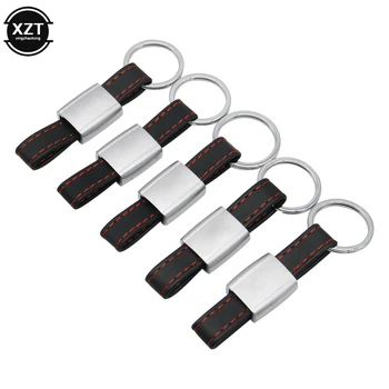 

Auto Black Red Leather Key Chain Key Ring Car Keychain Keyring Holder For Audi Sline forVW R RS for AMG