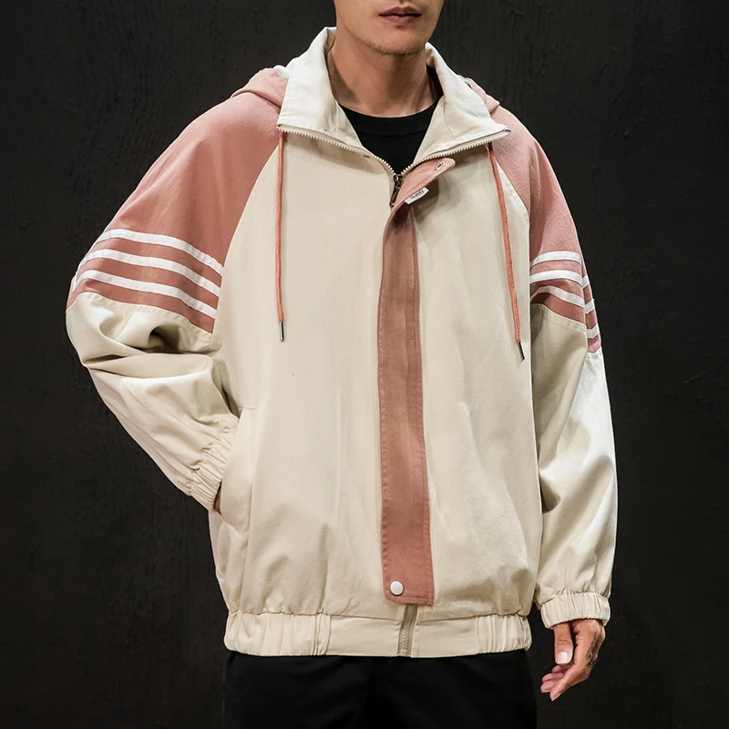 

Spring and autumn new men's loose zipper jacket men's casual street jacket boys trend handsome big size hooded clothing