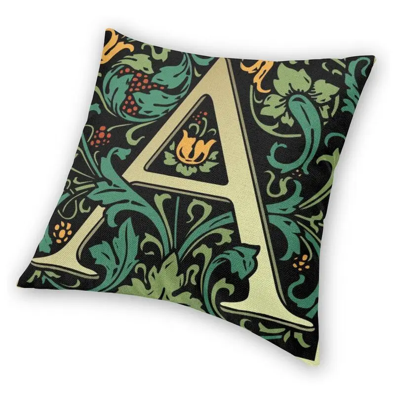 Monogram Pillow Covers 16x16 Inch, 26 English Alphabet Square Pillow Cases,  Dark Green Letter C Floral Decorative Throw Pillow Covers, Modern Cushion