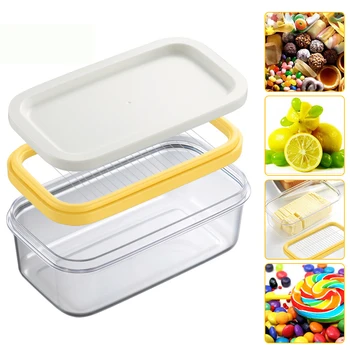 

Plastic Butter Container Sealing Box With Cutter Cheese Food Storage Containers Transparent Kitchen Storage Tray Keeper Dish Set