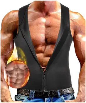 

Hirigin Fashion Men's Sleeveless Zippers Shapewear Slim Hot Sweat Tank Tops Male Summer Workout Tops for Weight Loss S-XXXL