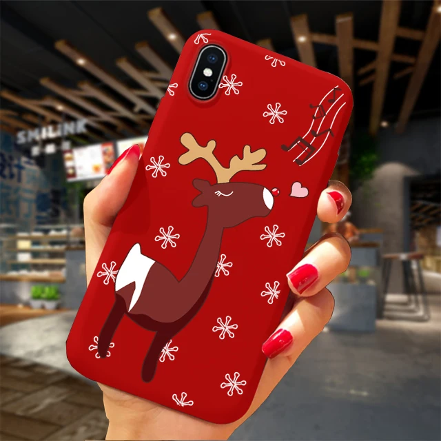 08 Чехол для телефона iPhone XS Max XR X 10 8 7 6 6S Plus, мягкий чехол из ТПУ, рождественская ёлка, олень, Санта Клаус, капа, Fundas, Новогодний подарок - Цвет: 08